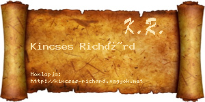 Kincses Richárd névjegykártya